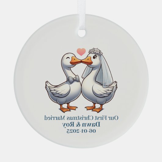 Custom first Christmas Married, personalized gift, Glas Ornament (Achterkant)