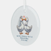 Custom first Christmas Married, personalized gift, Glas Ornament (Voorkant links)