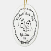 Custom First Christmas Married Spooky Ghost Doodle Keramisch Ornament (Links)