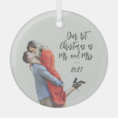 Custom First Christmas Mr en Mrs Photo Overlay Glas Ornament (Voorkant)