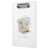 Custom First Grade Teacher White Notitieboek Schoo Klembord (Links)