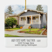 Custom First Home Together Photo w/Year, Address Keramisch Ornament (Achterkant)