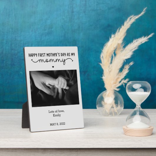 Custom First Moederdag Photo Cute Minimalist Fotoplaat (Zijkant)