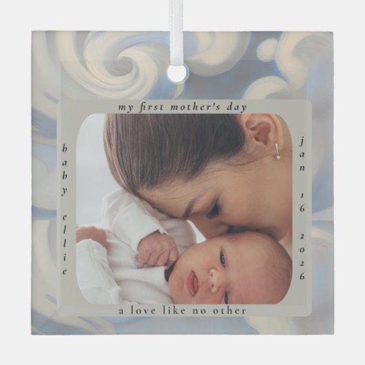 Custom First Mother's Day Photo & Name Ornament (Voorkant)