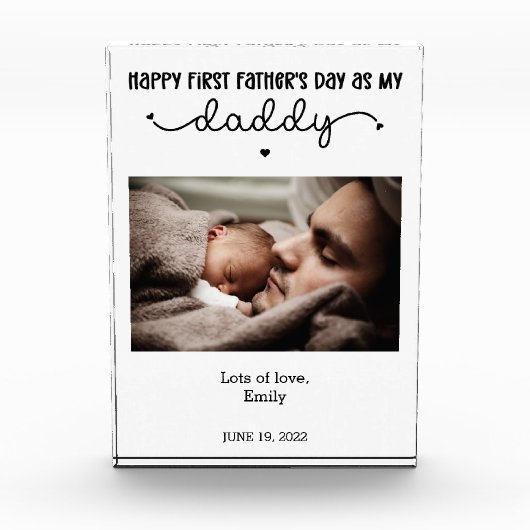 Custom First Vaderdag Cute Minimalist Fotoblokken (Voorkant)