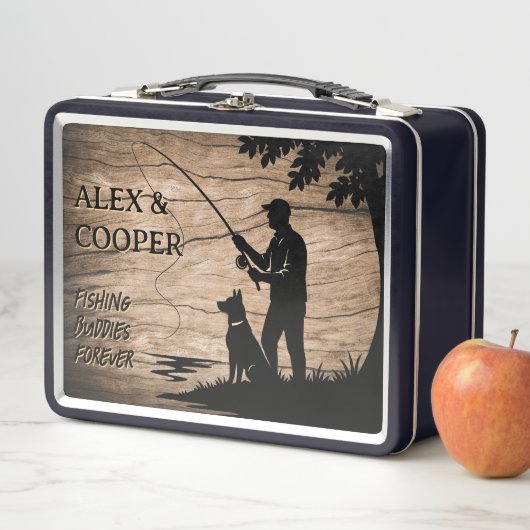 Custom Fisherman and Dog Fishing Box Gift for Dad (In situ)