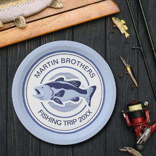 Custom Fisherman Party Blue Bass Fish Papieren Bordje