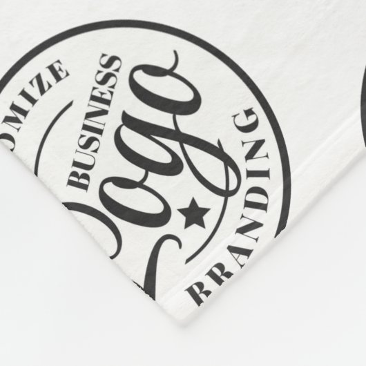 Custom fleece deken met Logo print zwart wit (Hoek)