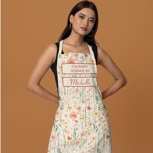 Custom Floral Apron – Culinary Science by [Name] Schort