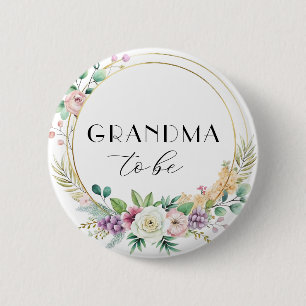 Custom Floral Baby shower Button – OMA te zijn