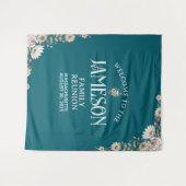 Custom Floral Classic Script Family Reunion Wandkleed (Voorkant (horizontaal))