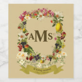 Custom Floral Crest Funeral Wijn Etiket (Enkel label)