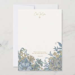 Custom Floral Elegant Script Quote Blue Note Kaart