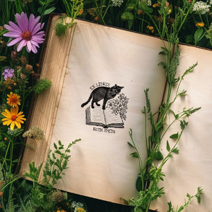 Custom Floral Ex Libris  Kattenboek Rubberstempel