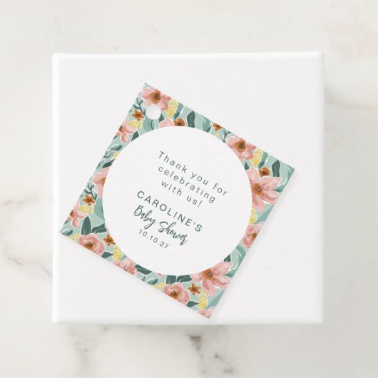 Custom Floral Garden Green Baby shower Dank u Bedankjes Labels (In situ)