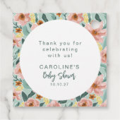 Custom Floral Garden Green Baby shower Dank u Bedankjes Labels (Achterkant)