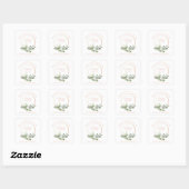 Custom Floral Garland White Pink Wedding Sanitizer Vierkante Sticker (Vel)