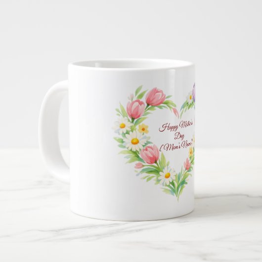 Custom Floral Heart Mother’s Day Mug (Devant gauche)
