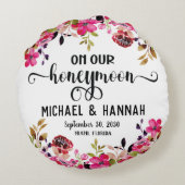 Custom Floral Honeymoon Keepomwille Rond Kussen (Achterkant)