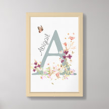 Custom Floral Initiaal Print Letter A kinderkamer