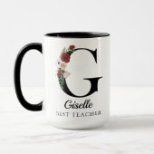 Custom Floral Monogram Mug Gift for Best Teacher (Gauche)