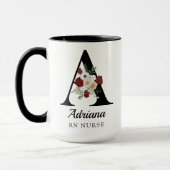 Custom Floral Monogram Mug Gift for Bride Nurse  (Gauche)