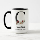Custom Floral Monogram Mug Gift for RN Pharmacist  (Gauche)