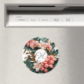 Custom Floral Monogram Tropical Fridge Magnet (In Situ (Lave-vaisselle))