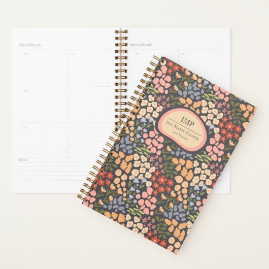 Custom Floral Monogram Weekly Monthly Planner (Display)