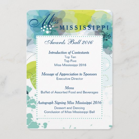 Custom Floral Pageant Awards Ball Program Kaart (Voorkant)