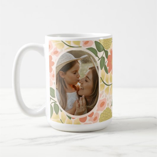 Custom Floral Photo Mug – Editable Message  (Gauche)