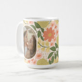 Custom Floral Photo Mug – Editable Message Koffiemok (Voorkant links)
