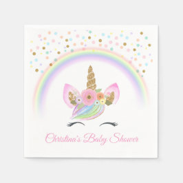 Custom Floral Rainbow Unicorn Baby shower Party Servet