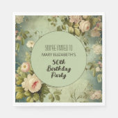 Custom Floral Roos Greenery BIrthday Party Servet (Voorkant)