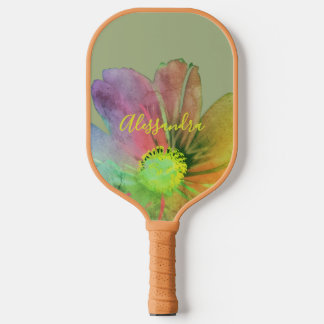 Custom Floral Sage Colorful Watercolor Retro Chic  Pickleball Paddle