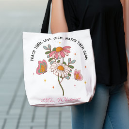 Custom Floral Teacher Quote Crossbody Tas