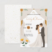 Custom Floral Wedding Invitation - Elegant Bride  (Devant / Derrière)