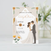 Custom Floral Wedding Invitation - Elegant Bride  (Debout devant)