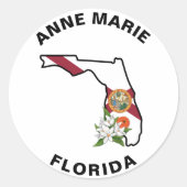 Custom Florida Flag State Flower Sinaasappel Bloss Ronde Sticker (Voorkant)