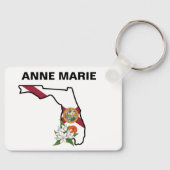Custom Florida Flag State Flower Sinaasappel Bloss Sleutelhanger (Voorkant)