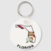 Custom Florida Flag State Flower Sinaasappel Bloss Sleutelhanger (Voorkant)