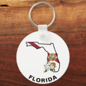 Custom Florida Flag State Flower Sinaasappel Bloss Sleutelhanger (Voorkant)