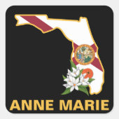Custom Florida Flag State Flower Sinaasappel Bloss Vierkante Sticker (Voorkant)