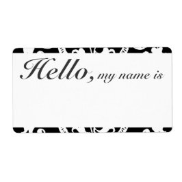 Custom Flourish Border Name Tag B&W Etiket