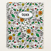 Custom Flower Pattern sinaasappel Swirl Berry Wit  Planner (Voorkant)