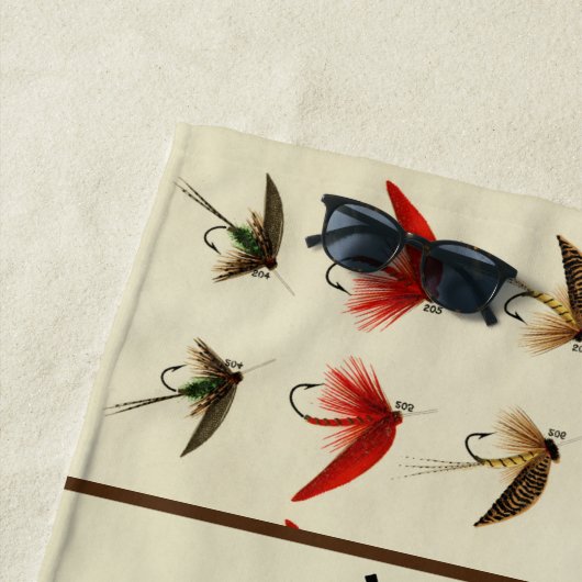 Custom Fly Vissen Vliegt Regenboogforel Rustiek Strandlaken (In situ)