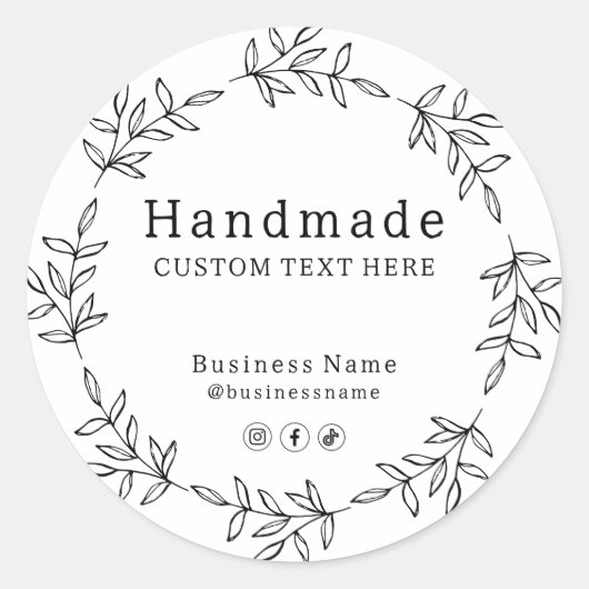 Custom Foliage Handgemaakte Zelfgemaakte Product L Ronde Sticker (Voorkant)
