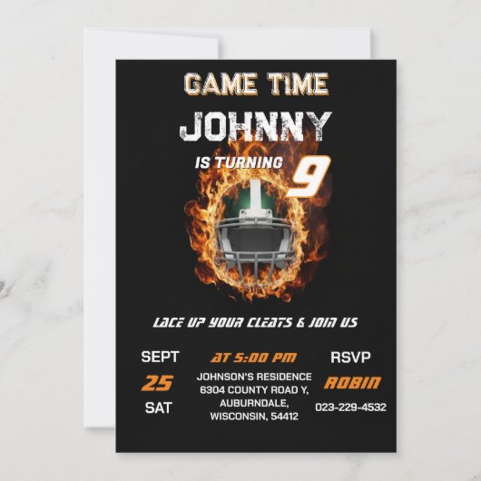 Custom Football birthday invitation (Devant)