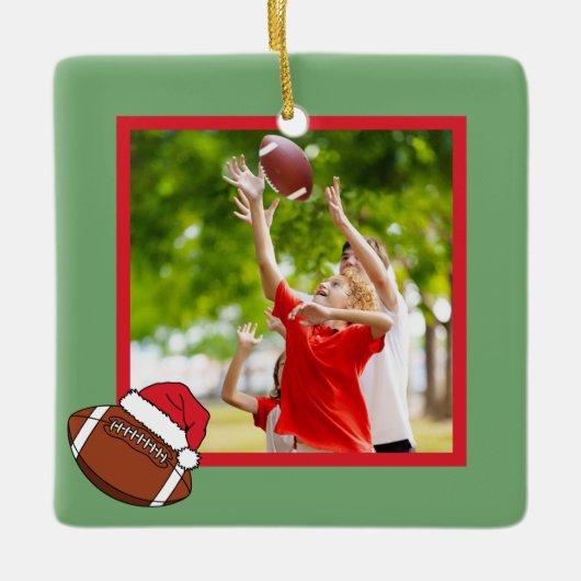Custom Football Christmas Keramisch Ornament (Voorkant)