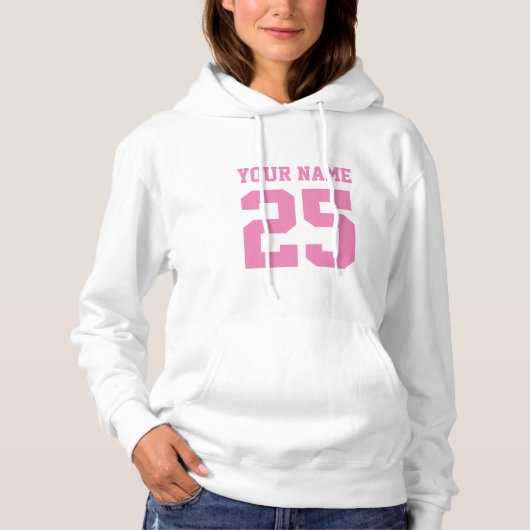 Custom football jersey nummer hoodie voor vrouwen (Voorkant)